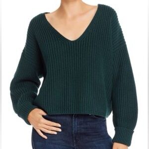 French Connection Deep Green V-Neck Sweater
